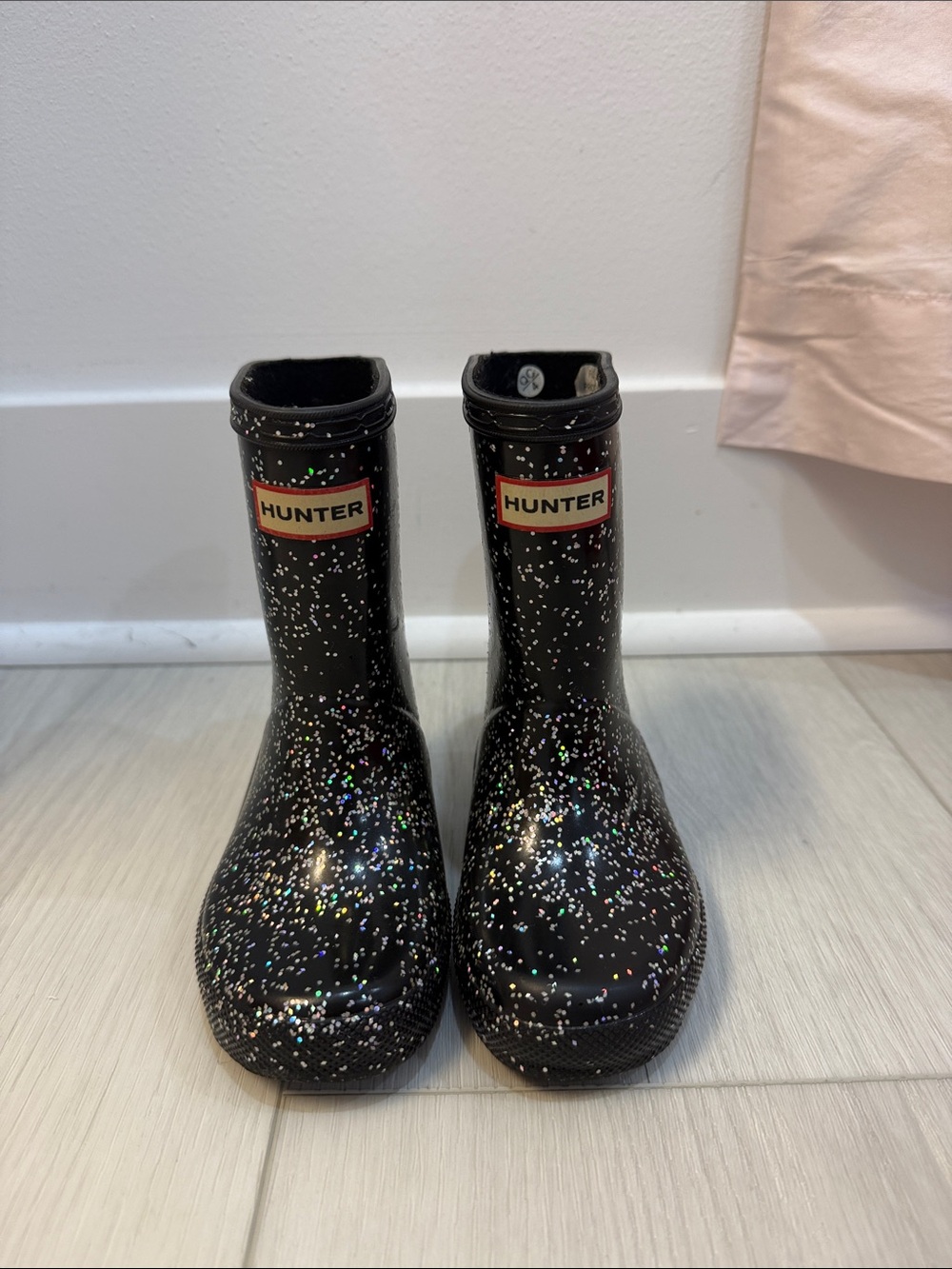 Hunter Kids' Black Glitter Jelly Rain Boots